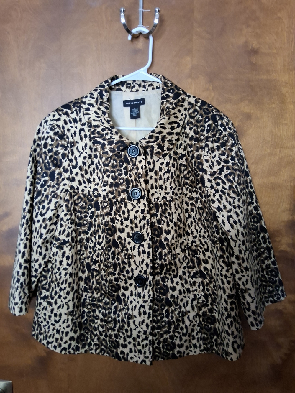 Leopard-Print Pea Coat in Beige & Black - TRES CHIC COLLECTION